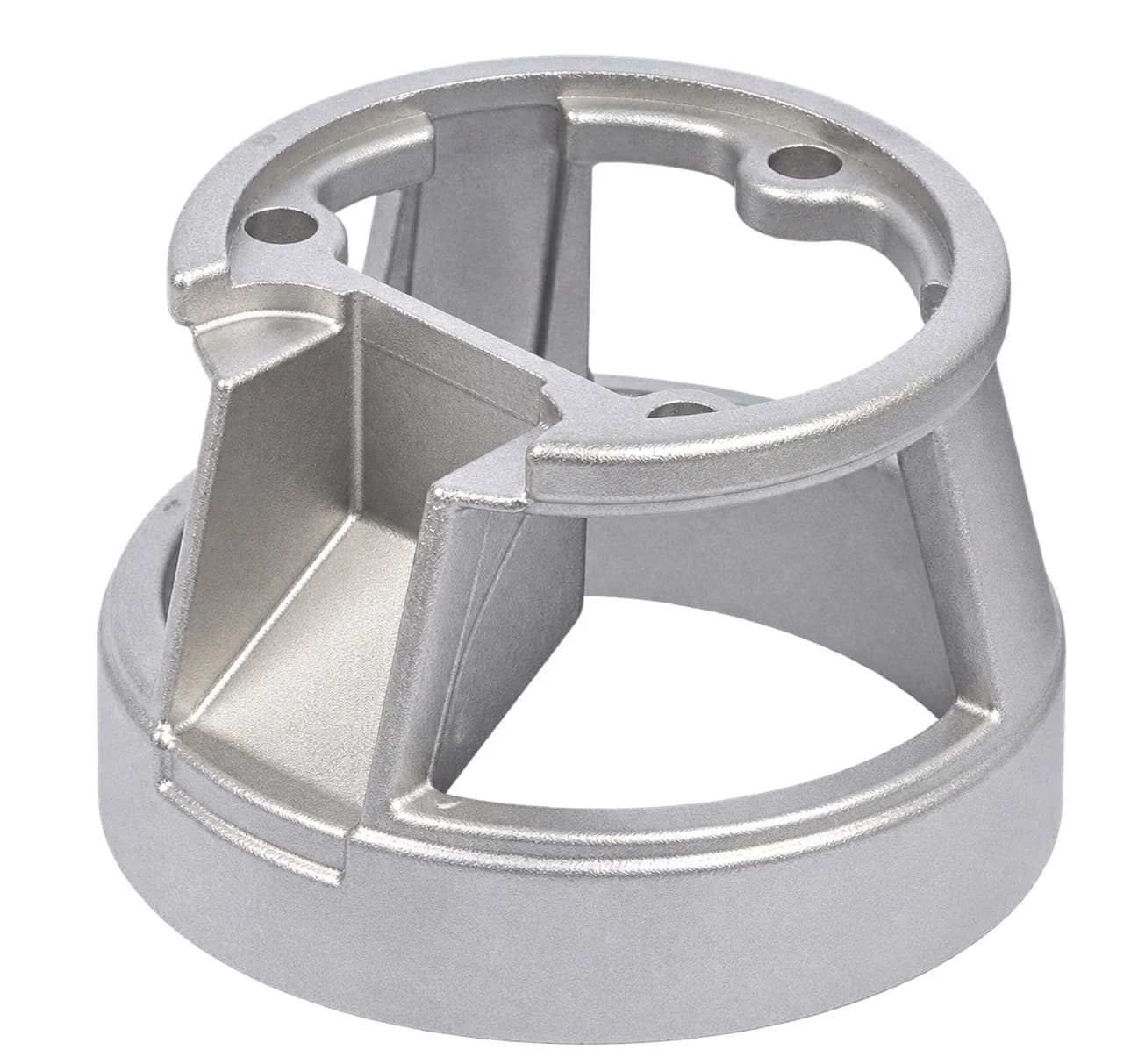 Ribbed circular housing with mounting holes